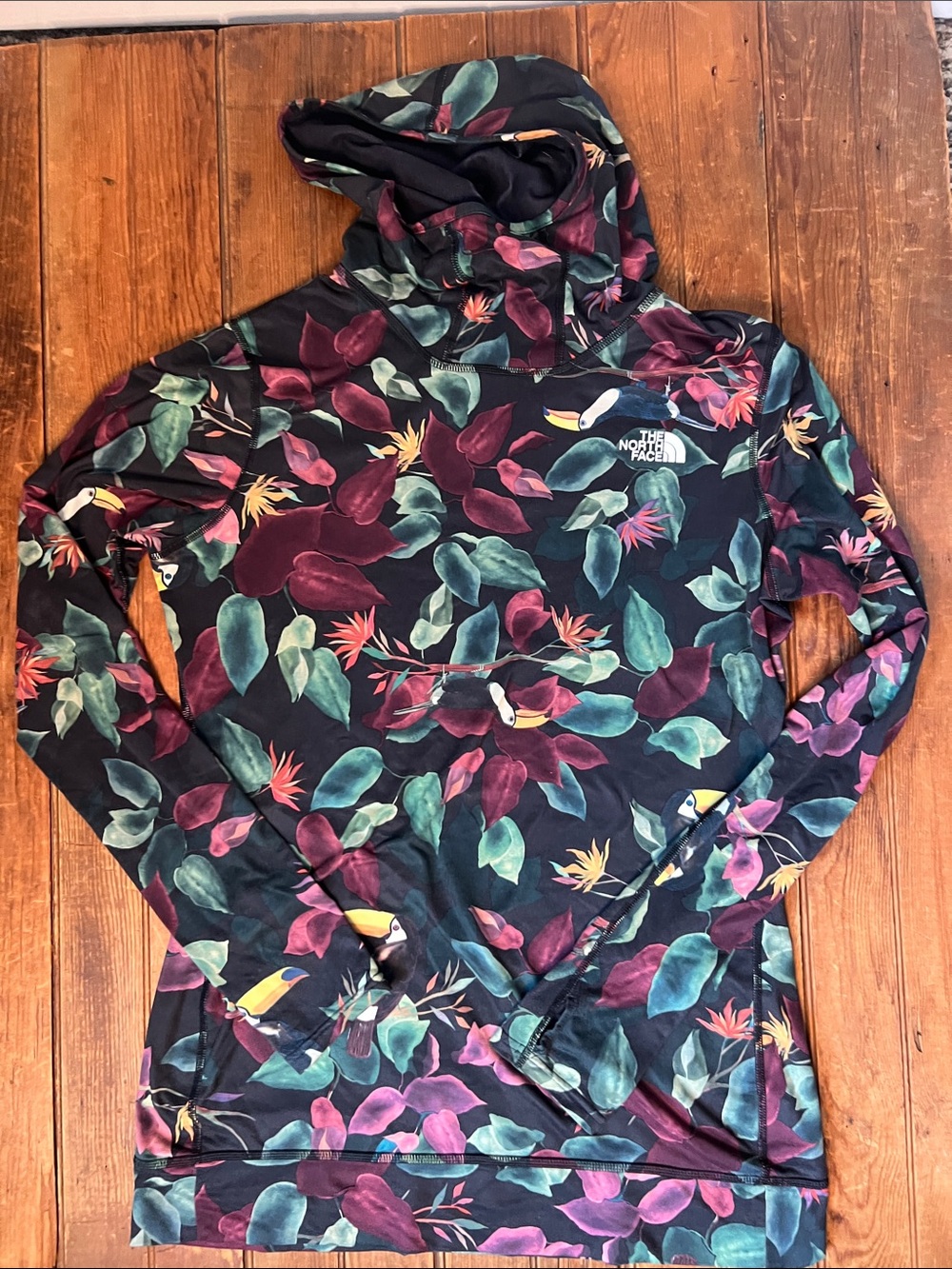 The North Face Women's Black Floral Hooded Pullover long size medium